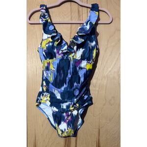DKNY Ruffle One-Piece Bathing Suit Size 8